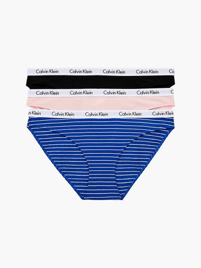 Calvin Klein Underwear HU537635 | Calvin Klein Carousel Női Bikini Alsó Csíkok Fekete / Kék / Rózsas